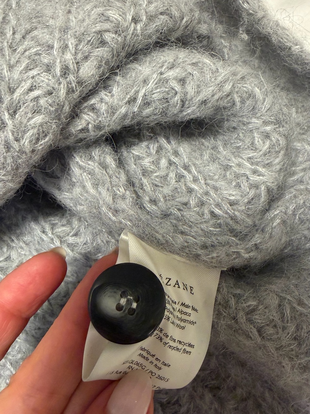 Sezane Emilie Cardigan Mottled Grey XXS Alpaca Wool - Picture 7 of 10